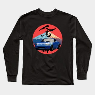 Blue Mazda Miata/MX-5 - Mount Fuji Jinba Ittai Roadster Life Long Sleeve T-Shirt